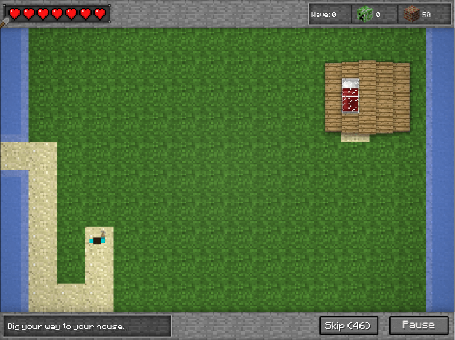 마인크래프트 타워디펜스 게임화면