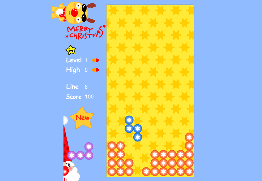 산타 테트리스 게임화면